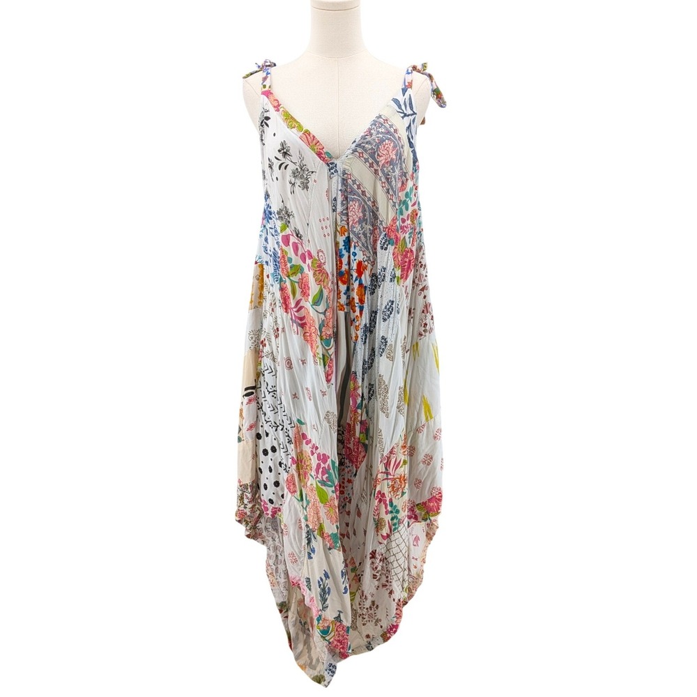 Earthbound Patchwork Split Skirt Boho Wide Leg Palazzo Festival Rayon L